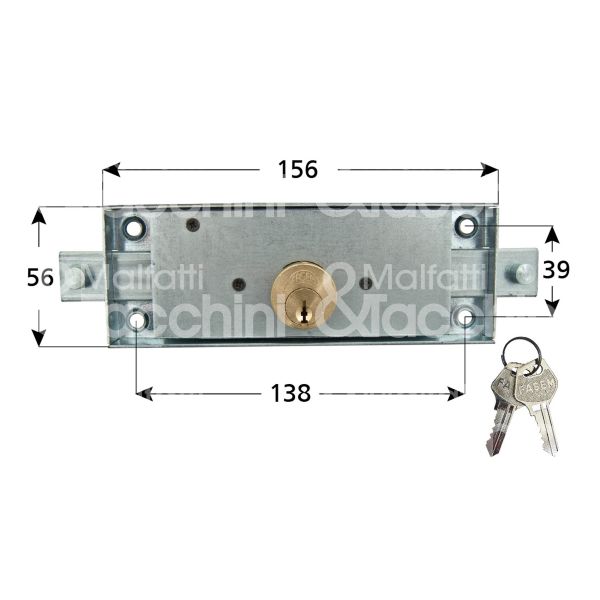 Fasem 112 serratura per serranda centrale foro tondo / chiave piatta cifratura kd