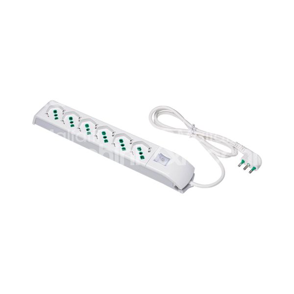 Fme fanton 410200 multipresa 6 posti con interruttore art. 410200 bianco uscite frontali 6 prese 2p+t 16a bipasso/schuko - cavo 1,5 mt. spina 2p+t 16a