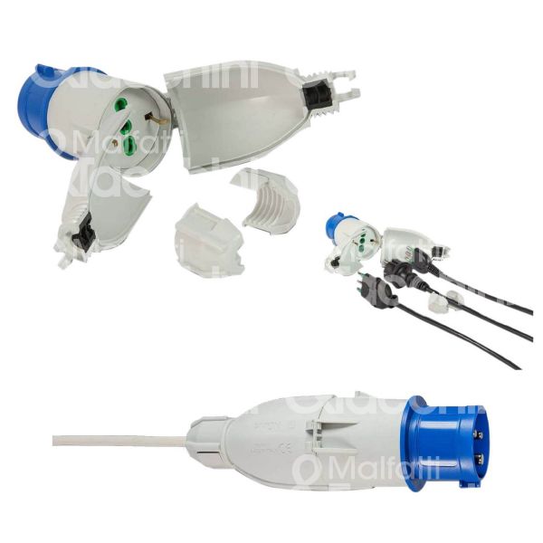 Fme fanton 73020 adattatore industriale convertispina art. 73020 blu spina 2p + t / presa 2p + t - 16 a - 250v - ip 44