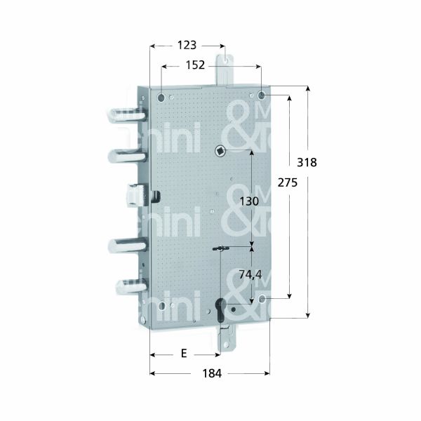 Fiam 11204005 serratura plurisistema con cilindro indipendente triplice e 105 ambidestra 3 catenacci piÙ scrocco e 1 servizio sporg. 40