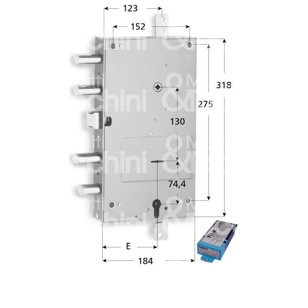 Fiam 11200015 serratura plurisistema con cilindro indipendente triplice e 105 ambidestra 3 catenacci piÙ scrocco e 1 servizio sporg. 5