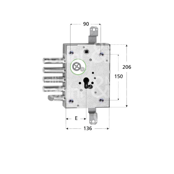 Fiam 26681832 serratura blindata a cilindro triplice e 63 ambidestra 4 catenacci piÙ scrocco int. cat. 32 sporg. 18