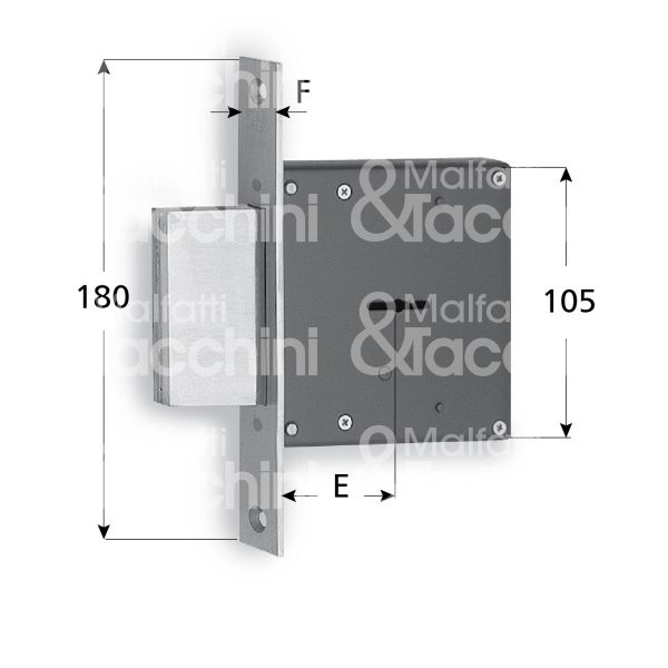 Fiam 31310050 serratura doppia mappa da infilare laterale e 50 solo catenaccio 4 mandate ambidestra kd