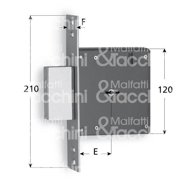 Fiam 31320060 serratura doppia mappa da infilare laterale e 60 solo catenaccio 4 mandate ambidestra kd