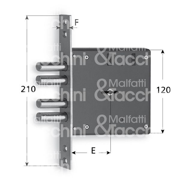 Fiam 31330070 serratura doppia mappa da infilare laterale e 70 4 pistoni 4 mandate ambidestra kd