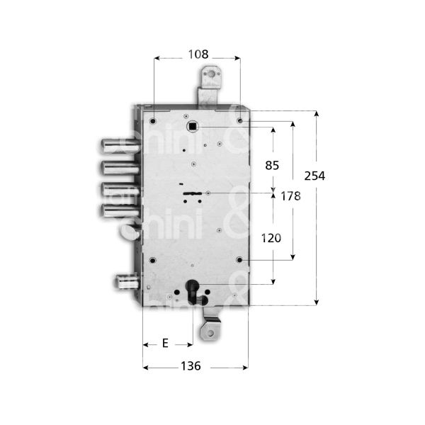 Fiam 6080328p01 serratura plurisistema con cilindro indipendente triplice e 63 ambidestra 4 catenacci piÙ scrocco e 1 servizio int. cat. 28 sporg. 3,5