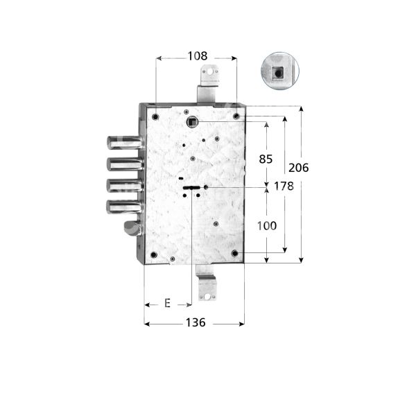 Fiam 6380337000 serratura doppia mappa per blindata triplice e 63 ambidestra 3 catenacci piÙ scrocco int. cat. 37 sporg. 3,5