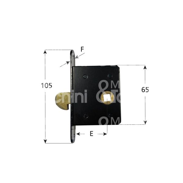 Fiam 660040 serratura infilare a gancio sporgente e 40 ambidestra per porte interne nero foro quadro 8