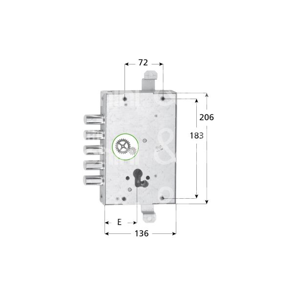 Fiam 66203280f serratura blindata a cilindro triplice e 64 ambidestra 5 catenacci int. cat. 28 sporg. 3,5