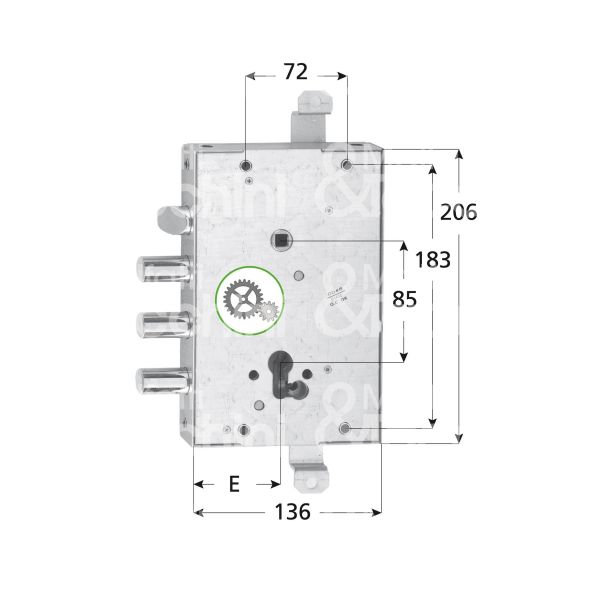 Fiam 66821380g4 serratura blindata a cilindro triplice e 64 ambidestra 3 catenacci piÙ scrocco int. cat. 38 sporg. 21,5