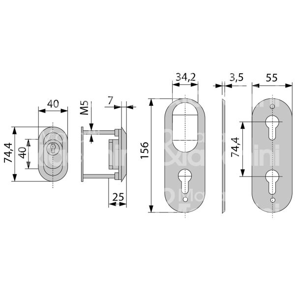 Fiam 98035120 protettore applicare misura 55 x 156 ottone lucido