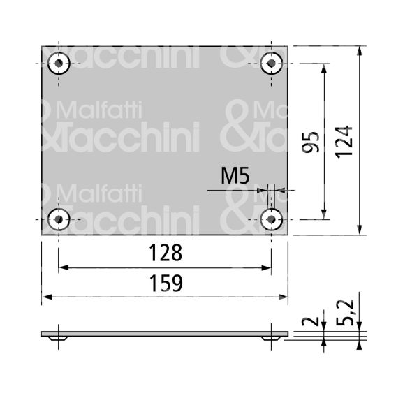 Fiam 99990034 piastra di fissagaggio per fiam 122 misura mm 124 x 159