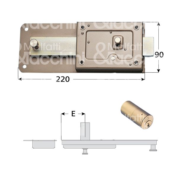 Fbd srl 270abis50 ferroglietto 5 ½ mandate e 50 dx cilindro tondo fisso chiave piatta sporg. cil. 50