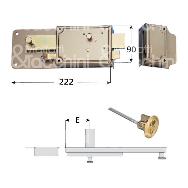 Fbd srl 281b50 ferroglietto 6 mandate e 50 dx cilindro tondo staccato chiave piatta