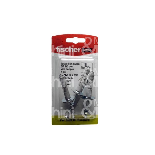 Fischer 504445 tassello nylon sb  9/5k confezione blister pz 6 impronta filetto mm 35 Ø foro mm 9 l mm 40 passo m 4