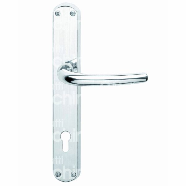 Ghidini 55744088503 maniglia con placca milena ottone cromo satinato foro yale quadro mm 8 interasse mm 85 l mm 38 h mm 240