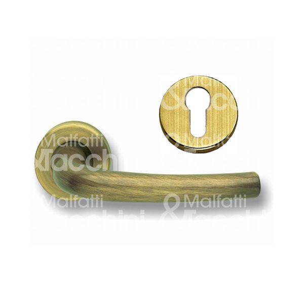 Ghidini 55744285504 coppia maniglia con rosetta milena ottone graffiato foro yale quadro mm 8 Ø rosetta mm 45 con molla