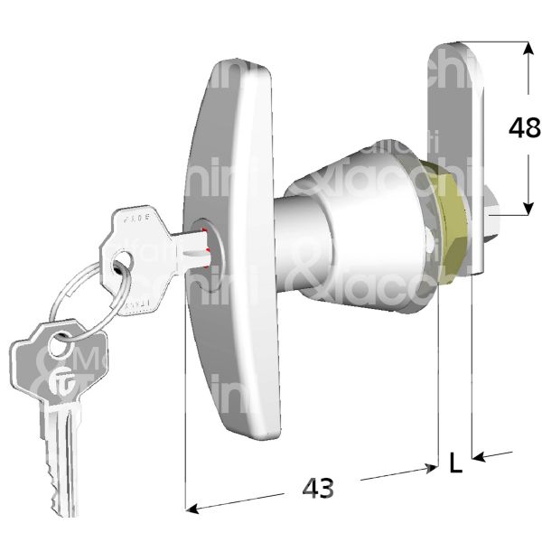 Giussani serrature 01025002 serratura per anta a leva Ø 21 lunghezza mm 13,7 dx chiave piatta ka rotazione 90° 1 estrazione nichelato