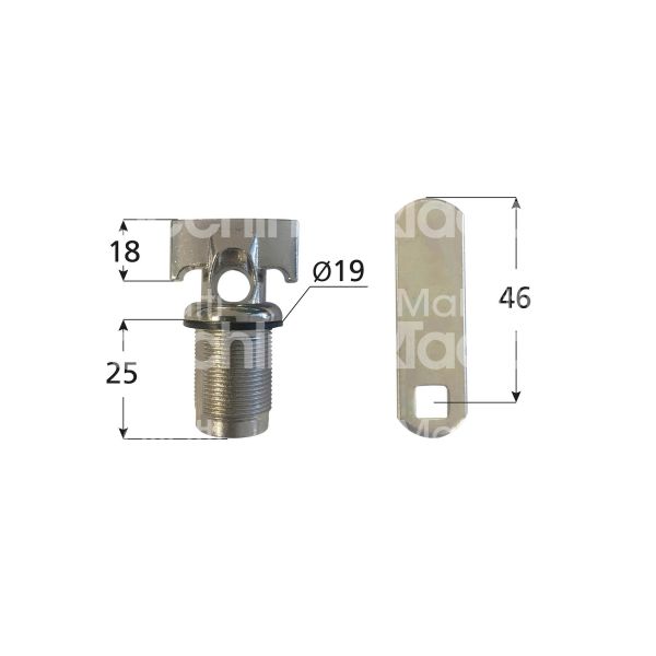 Giussani serrature 05315802 serratura universale a leva Ø 19 lunghezza mm 25 dx chiave lucchetto rotazione 90° nichelato