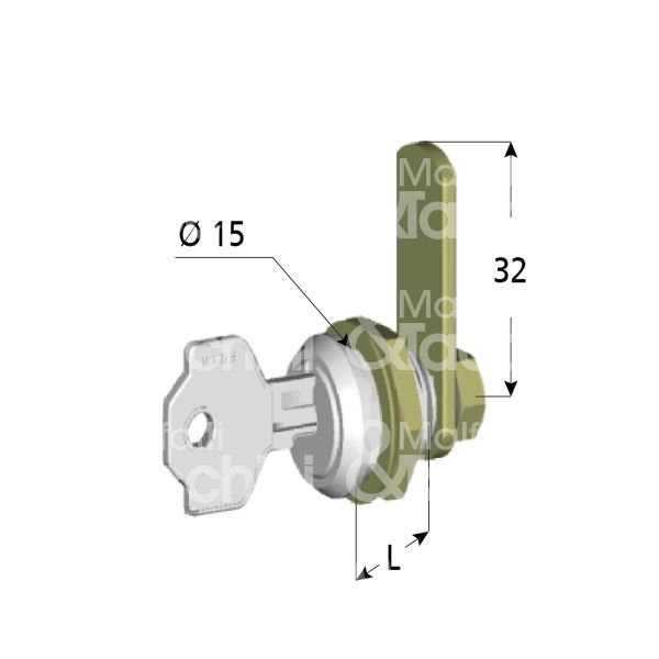 Giussani serrature 13129559 serratura universale a leva Ø 15 lunghezza mm 12 ambidestra chiave piatta ka rotazione 180° 2 estrazione nichelato