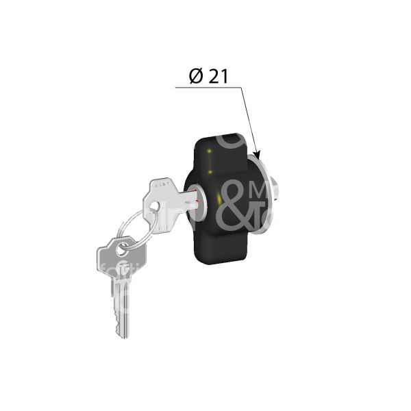 Giussani serrature p5a1ka pomolo pg5 Ø 21 lunghezza mm 10 dx chiave piatta ka rotazione 90° 2 estrazione nero