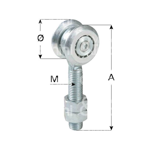 Ibfm 330044 carrello per scorrevoli art. 330044 2 ruote materiale acciaio Ø mm 44 fissaggio perno m 12 portata kg 125