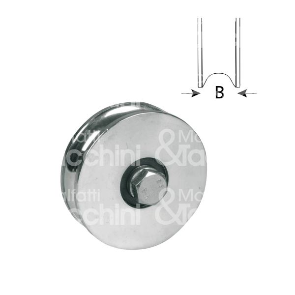 Ibfm 364140 ruota gola semitonda art. 364-140 acciaio zincato Ø mm 140 l mm 27 - 1 cuscinetto perno m 16 x 70 portata kg 600