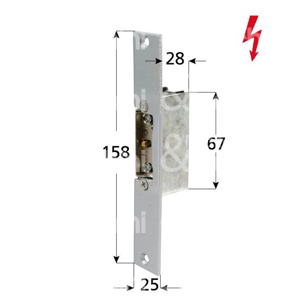 Ibfm 9510 incontro elettrico da incasso con fermo ambidestra 8 - 12v mm 67 x 28 x 20 con frontale con antiripetitore