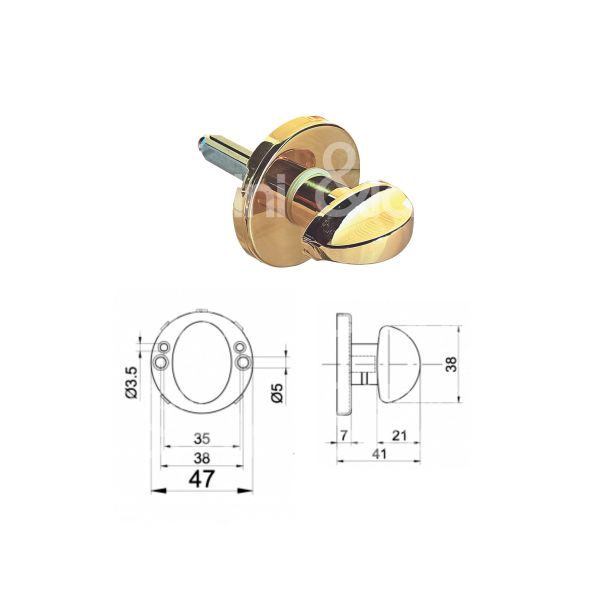 Ibfm d15pmo nottolino limitatore completo di rosetta art. d15pm ottone lucido verniciato Ø mm 47