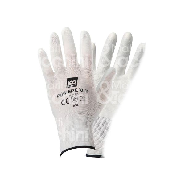 Icoguanti puwxl guanto spalmato mechanical safety 101 materiale palmo poliuretano sintetico taglia 9/xl colore bianco