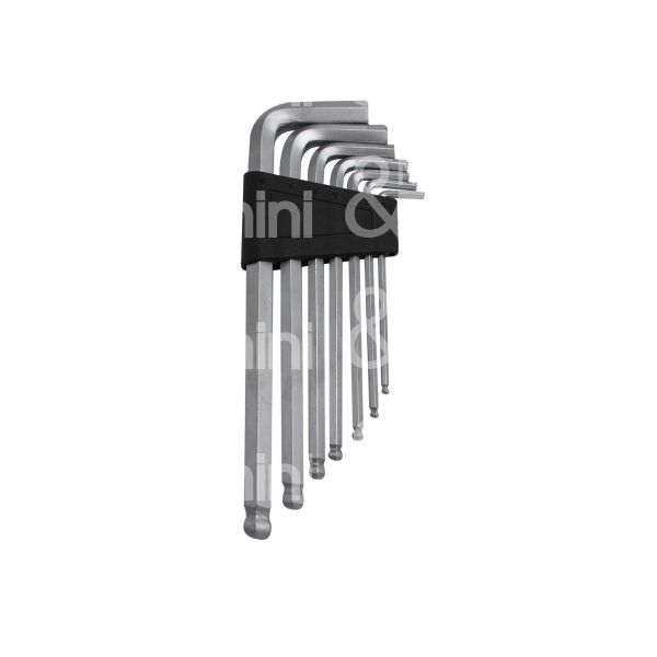 I.m. 606350010 serie chiave esagonale maschio piegata con supporto plastica import set pz 7 misura mm 2-10 cromate terminale sferico