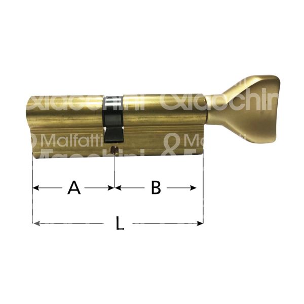 I.m. cilp4045 cilindro sagomato con pomolo 45 x 40 = 85 mm chiave piatta cifratura kd ottone satinato