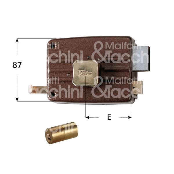 Iseo 411502 serratura per portoncino scrocco piÙ catenaccio pomolo piÙ cilindro / cilindro fisso e 50 dx