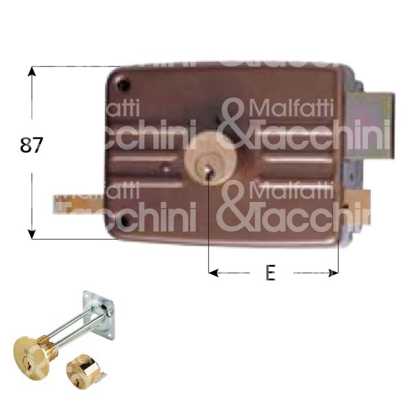 Iseo 421402 serratura per portoncino scrocco piÙ catenaccio doppio cilindro / cilindro staccato e 40 dx