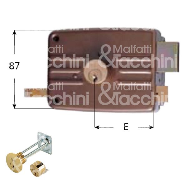 Iseo 421603e serratura per portoncino scrocco piÙ catenaccio doppio cilindro / cilindro staccato e 60 dx
