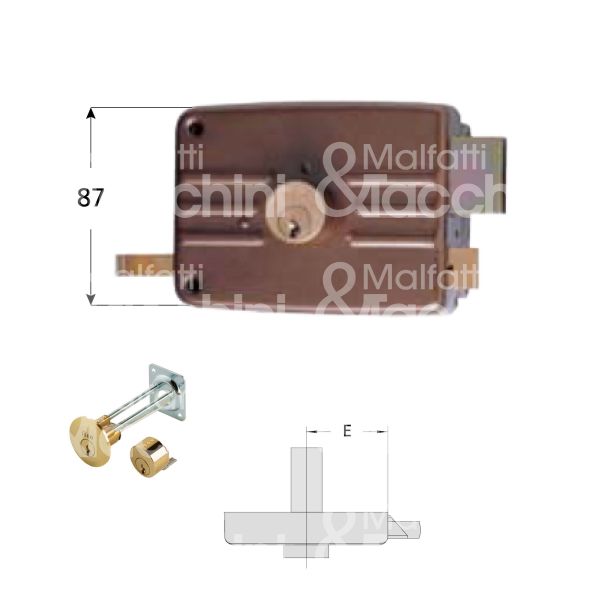 Iseo 421603e serratura per portoncino scrocco piÙ catenaccio doppio cilindro / cilindro staccato e 60 dx