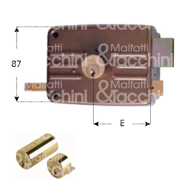 Iseo 431703e serratura per portoncino scrocco piÙ catenaccio doppio cilindro / cilindro fisso e 70 dx