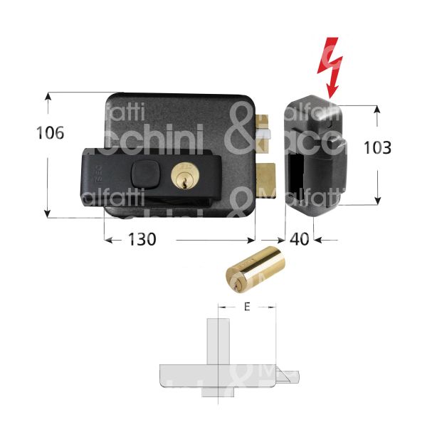 Iseo 53n0152 elettroserratura da applicare con mandata laterale e 50/80 sx foro tondo 1 mandate