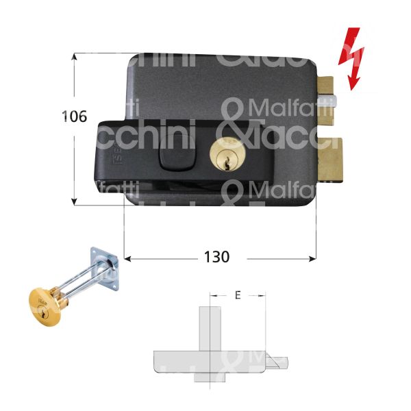 Iseo 53n1151 elettroserratura da applicare con mandata laterale e 50/80 dx foro tondo 1 mandate