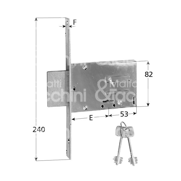 Iseo 661524n serratura doppia mappa da infilare laterale e 52 solo catenaccio 4 mandate ambidestra kd