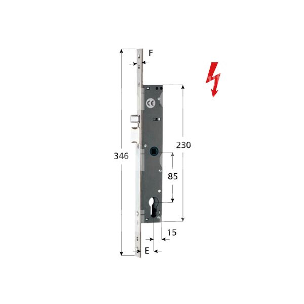 Iseo 781702352 elettroserrature electa per montante laterale e 35 ambidestra foro sagomato frontale 22 x 346