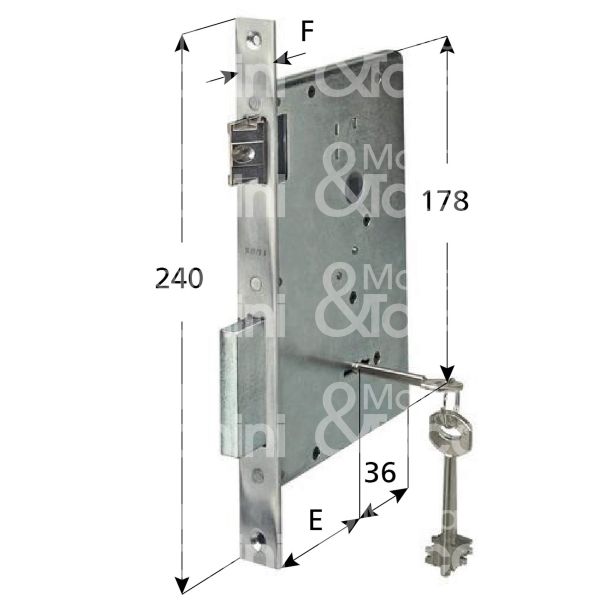 Juwel 1006 serratura doppia mappa da infilare laterale e 60 scrocco piÙ catenaccio 2 mandate ambidestra kd