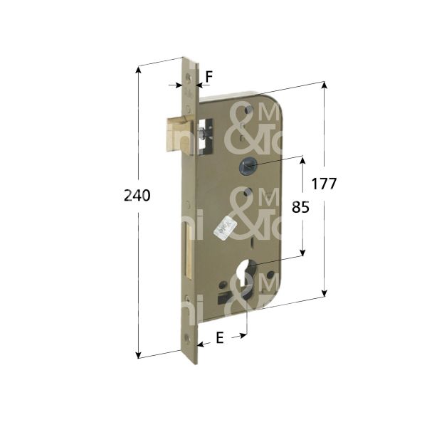 Yale 52045 serratura patent bordo quadro e 45 int. man. 85 scrocco piÙ catenaccio ottone lucido