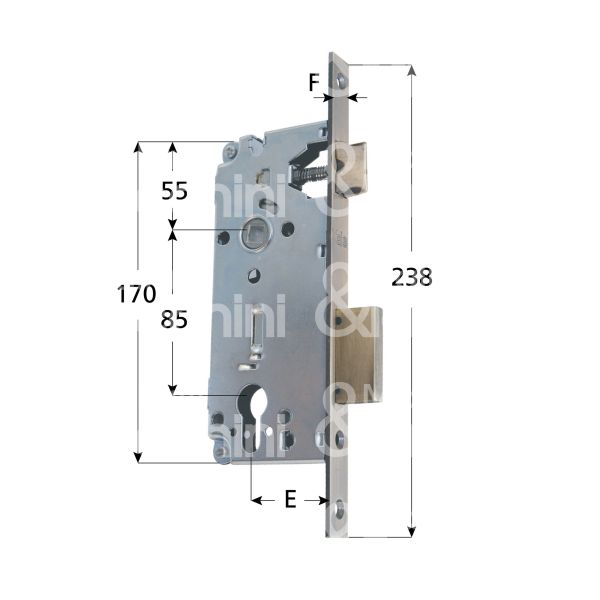 Yale 5260045 serratura patent bordo quadro e 45 int. man. 85 scrocco piÙ catenaccio ottone lucido