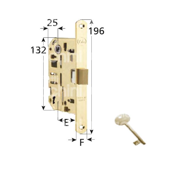 Yale 52mk105000 serratura magnetica mediana bordo tondo e 50 int. man. 90 mediana ottone lucido