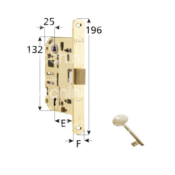 Yale 52mk115000 serratura magnetica mediana bordo tondo e 50 int. man. 90 mediana ottone lucido