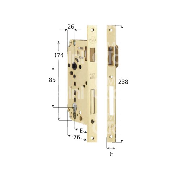 Yale 52pc005000 serratura patent magnetca bordo quadro e 50 int. man. 85 scrocco piÙ catenaccio ottone lucido