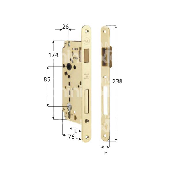 Yale 52pc1050c2 serratura patent magnetca bordo tondo e 50 int. man. 85 scrocco piÙ catenaccio cromo satinato