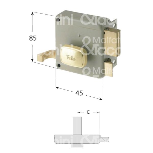 Yale 620501 serratura per portoncino scrocco piÙ catenaccio pomolo piÙ cilindro / cilindro staccato e 50 dx