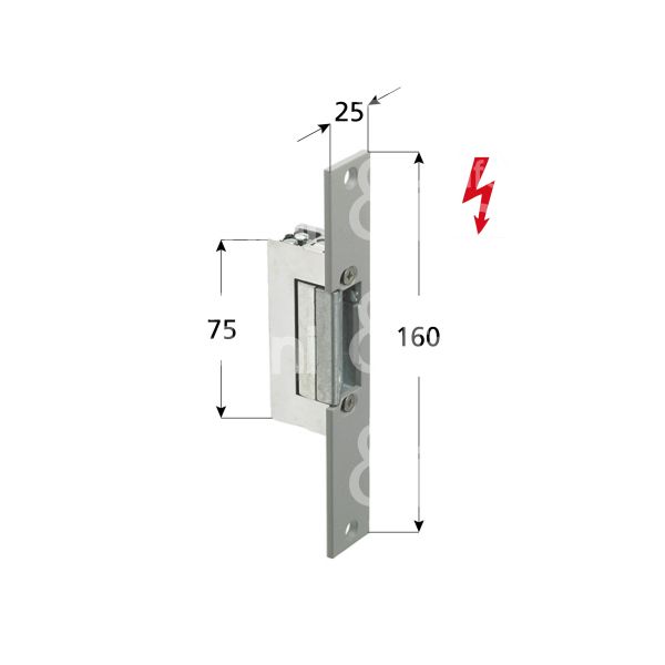 Yale 67f0504 incontro elettrico da incasso con fermo ambidestra 12v mm 75 x 28 x 20 con frontale con antiripetitore